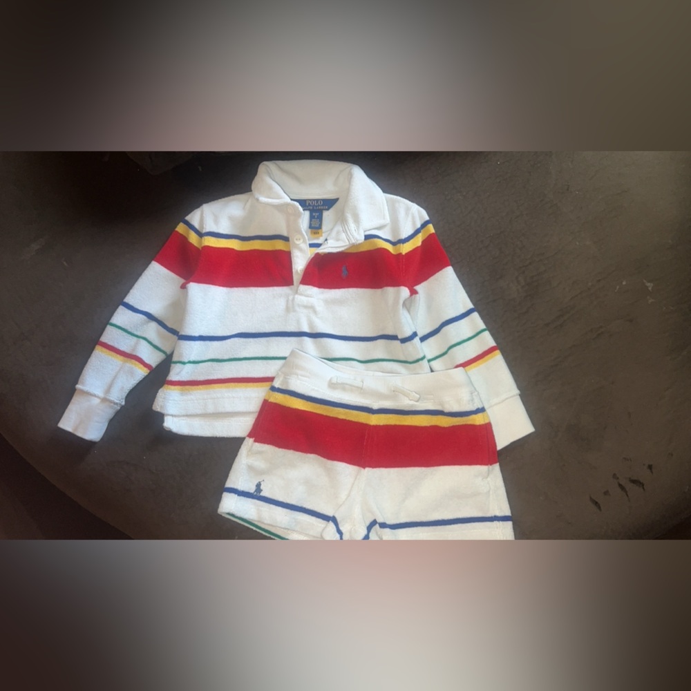 Polo by Ralph Lauren Kids Polo - White with Red, Yellow, Blue Stripes